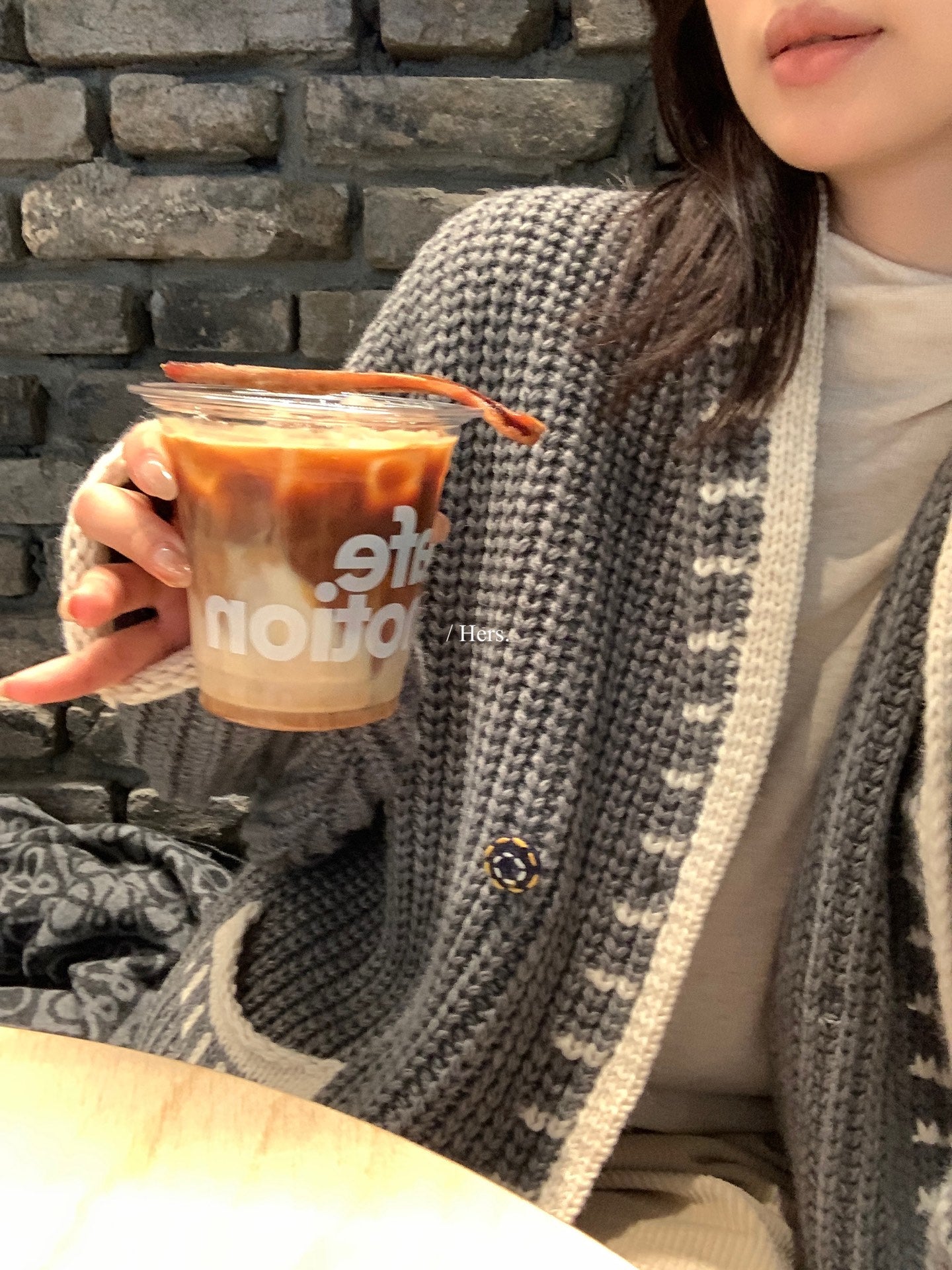 Metwo - 韓標 大毛衣車線開衫  92468#