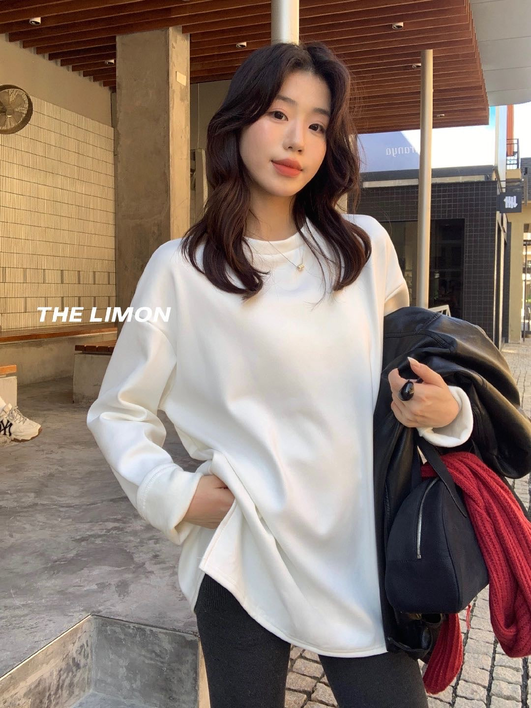 LIMON - 加厚長袖加絨大版T 9296#