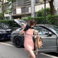 METWO> 私服面料定制粉吊帶裙sml 1240#