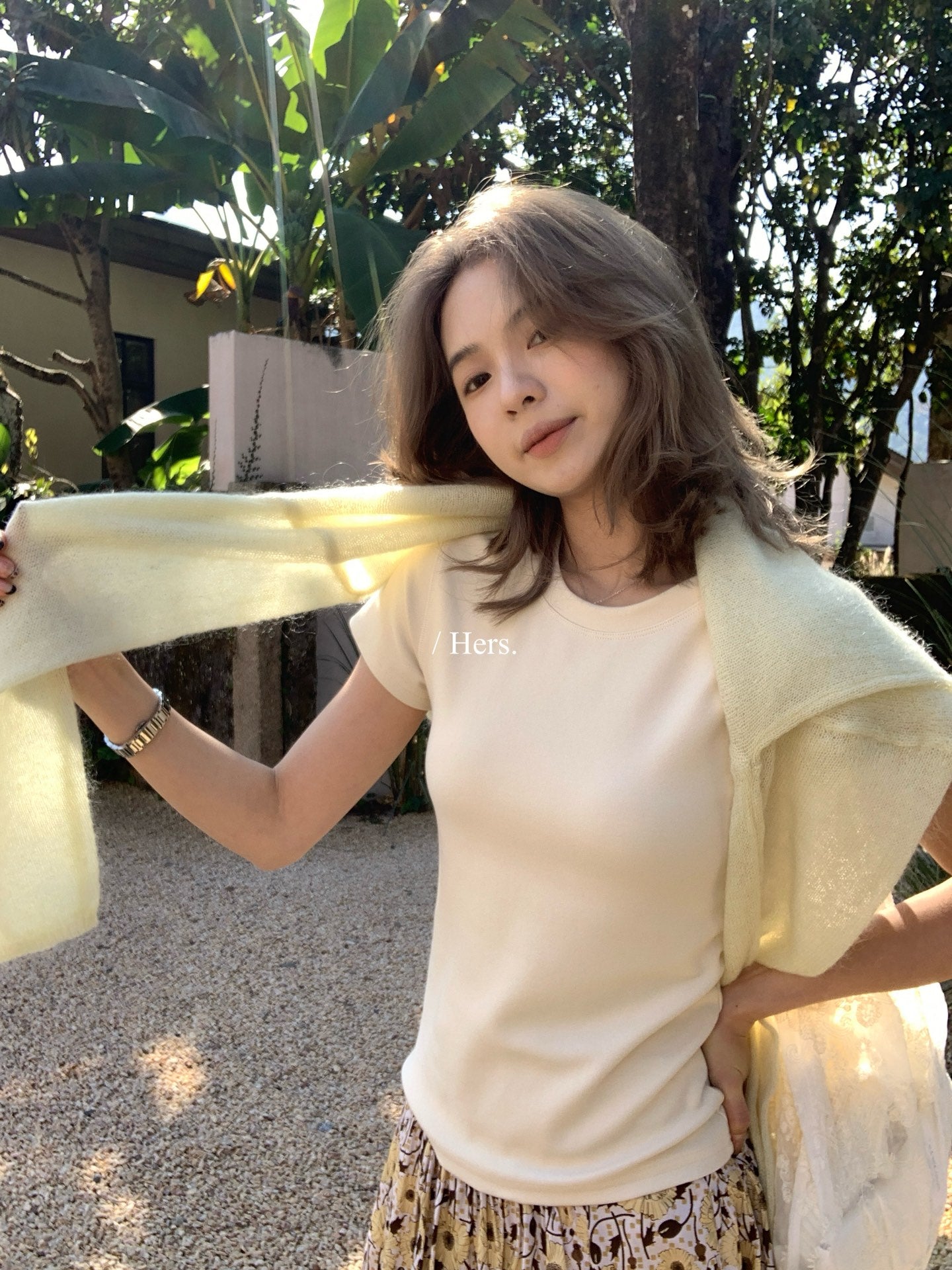 Hers - 正肩修身圓領T   80240#