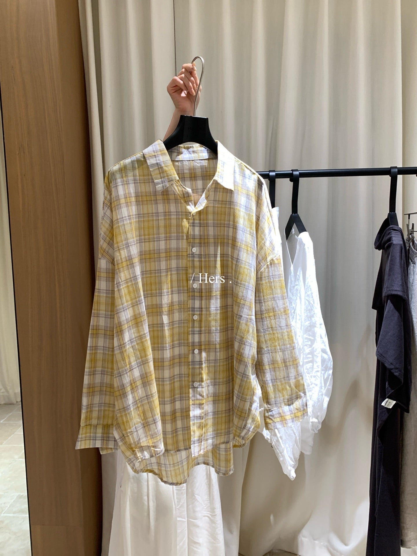 Hers - 慵懶休閒防曬格子襯衫  80554#