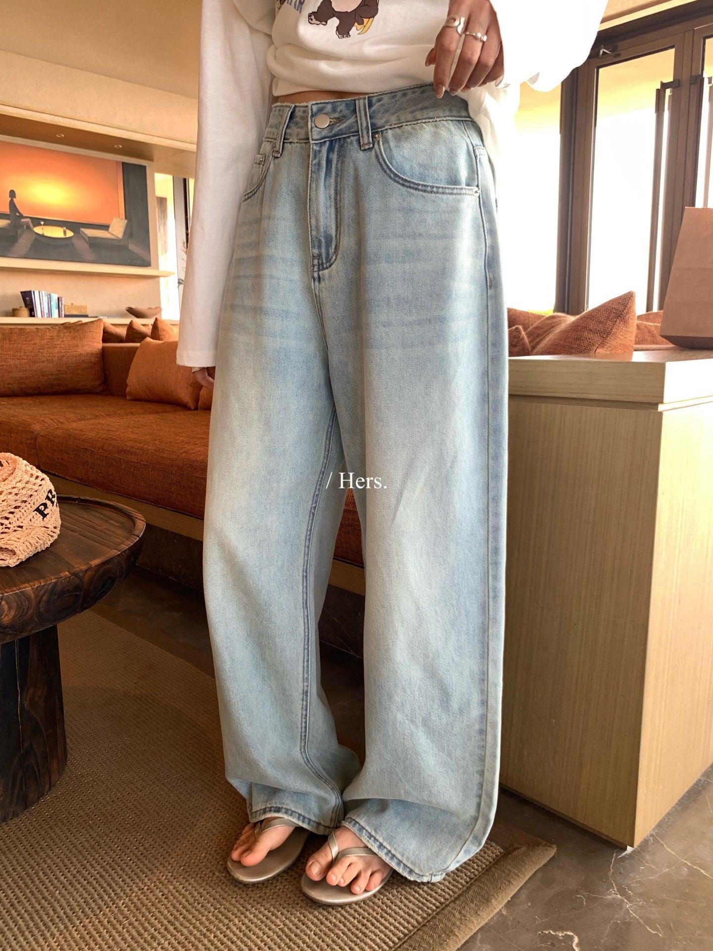 Hers - 百搭淺藍牛仔褲   80339#