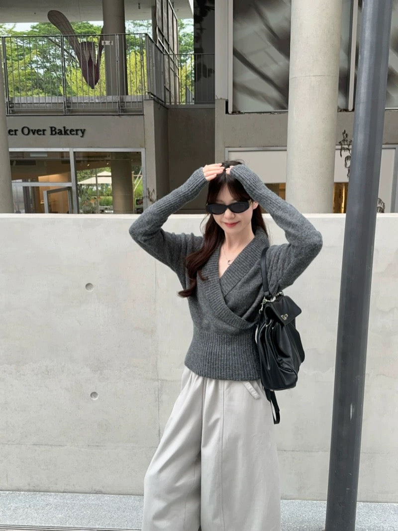 YJNN - V領縮腰毛衣  299#