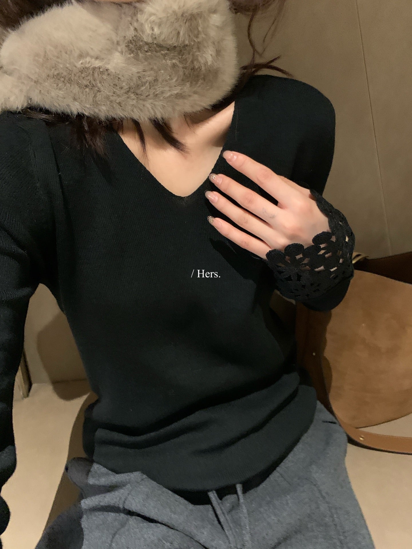 seeUbye - 編織拼接袖口針織衫  92811#