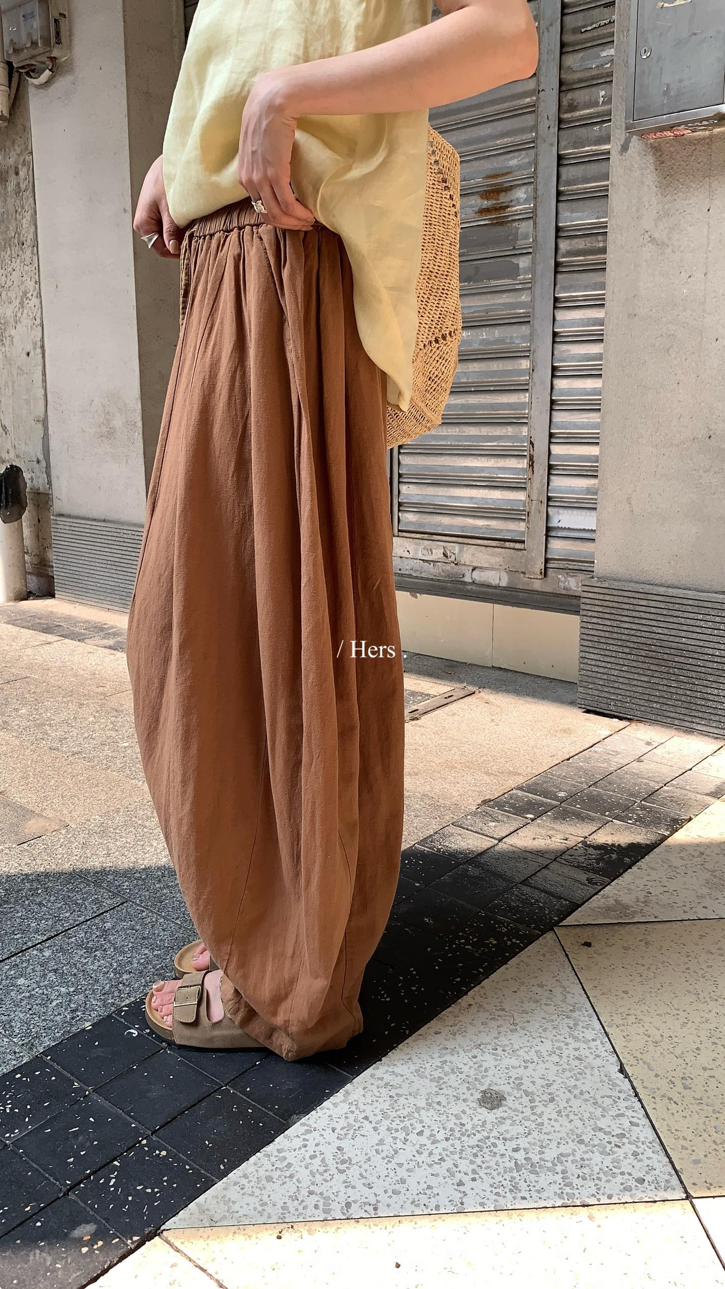 Hers - 橘調亞麻懶人褲   80464#