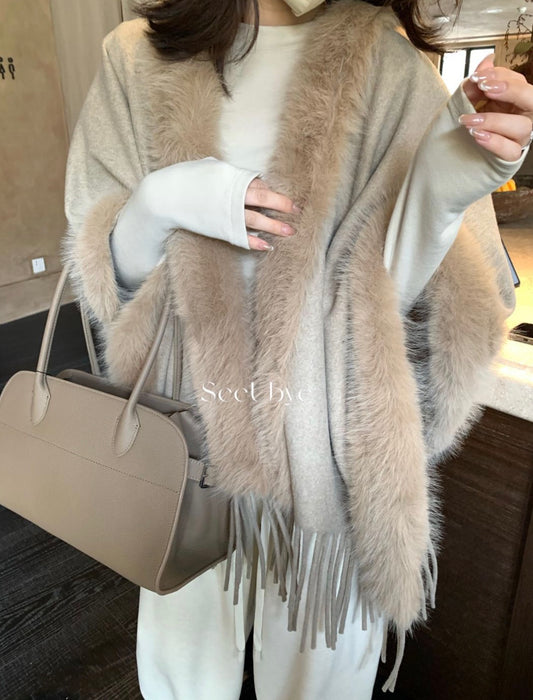 seeUbye - 人生狐狸毛斗篷 溫暖壁爐  702#