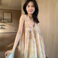 HERS> 復古花紋深V衫 21012#