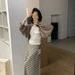HERS> 條紋麻料半裙 21083#