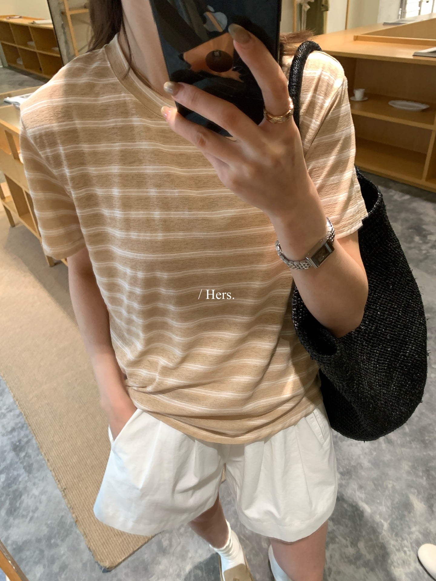 Hers - 竹節肌理感條紋T  80685#