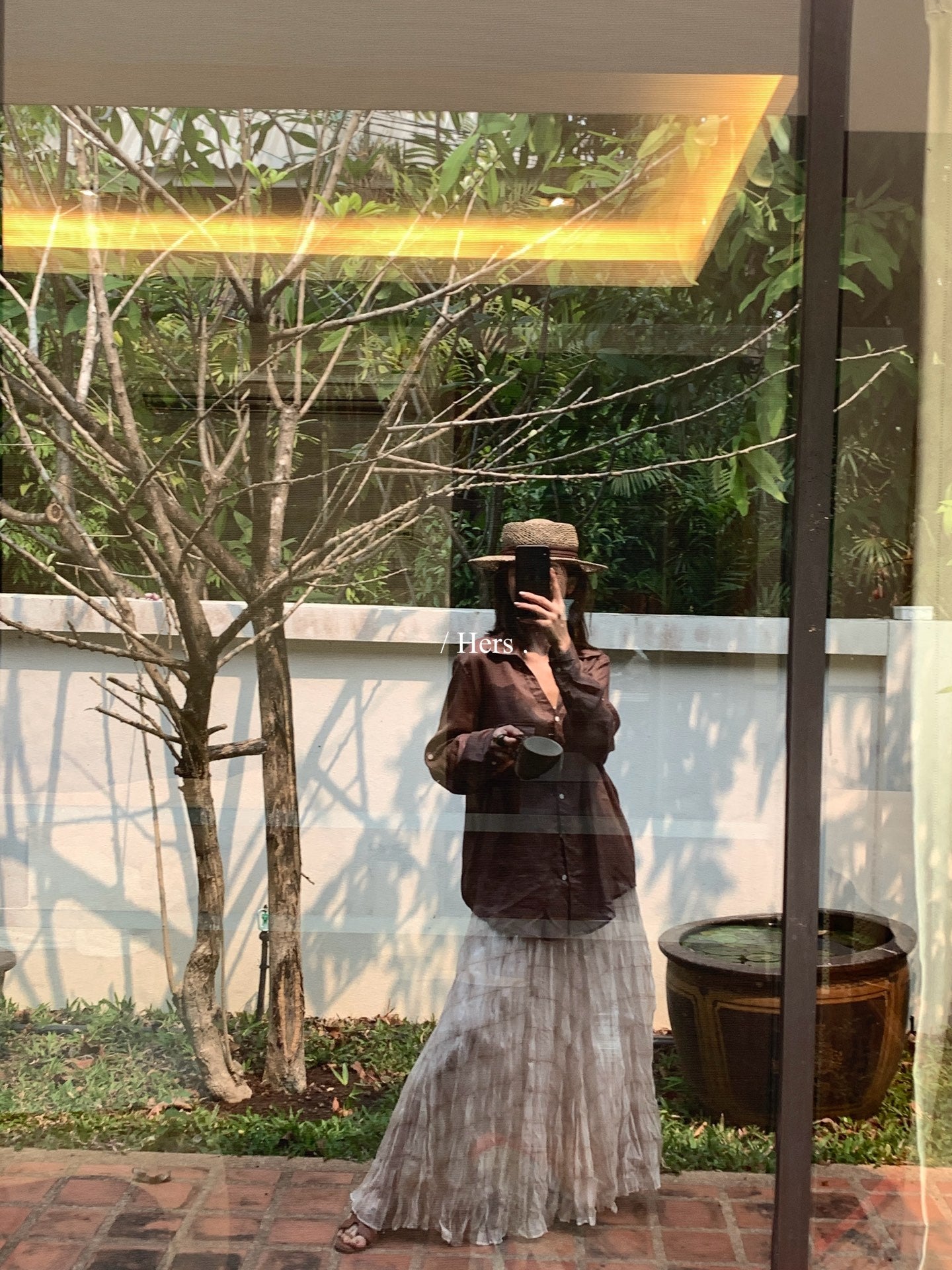 Hers -  100苎麻v領襯衫    80392#