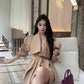 YJIA - 英倫風大翻領綁帶收腰風衣  8276#