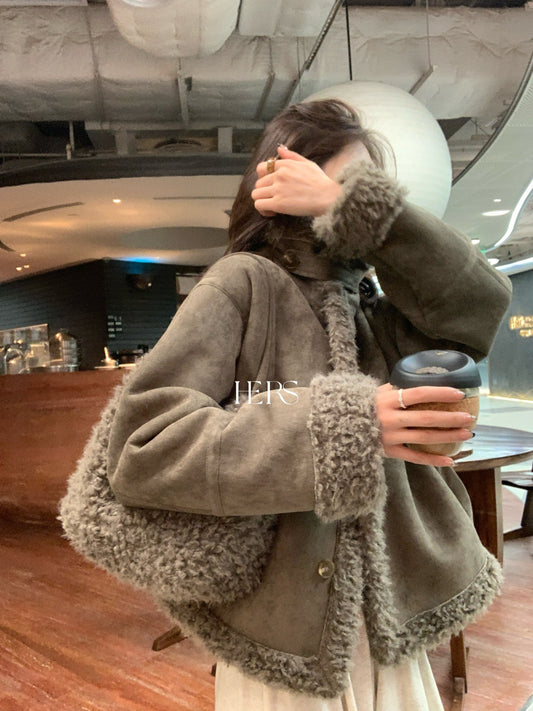 seeUbye - 皮毛一體機車外套夾克(含小包包)  92703#