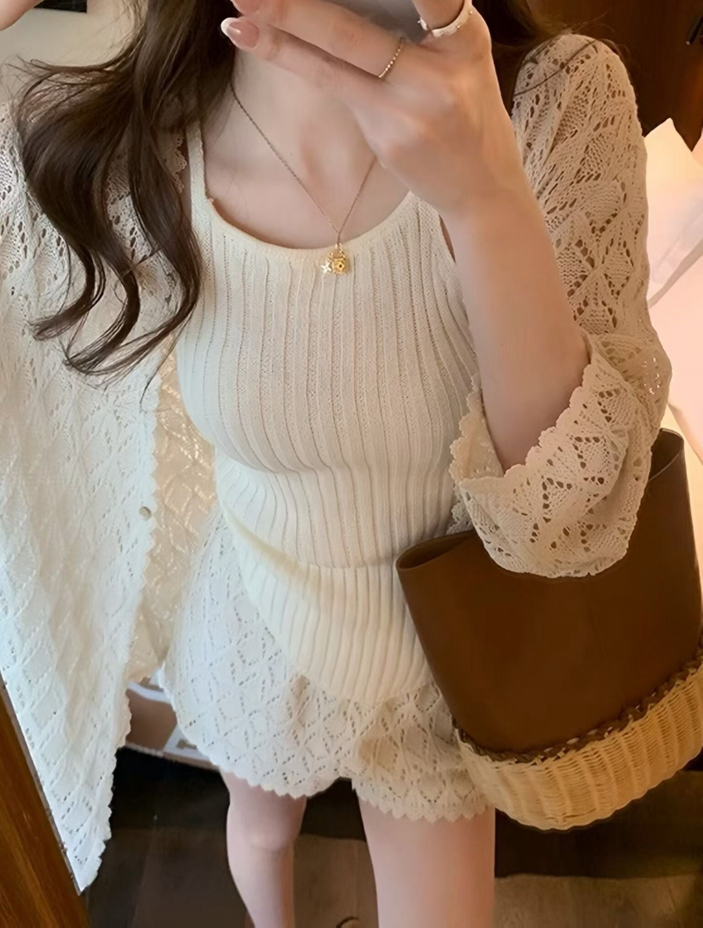 YJ - 簍空針織三件套   6687#