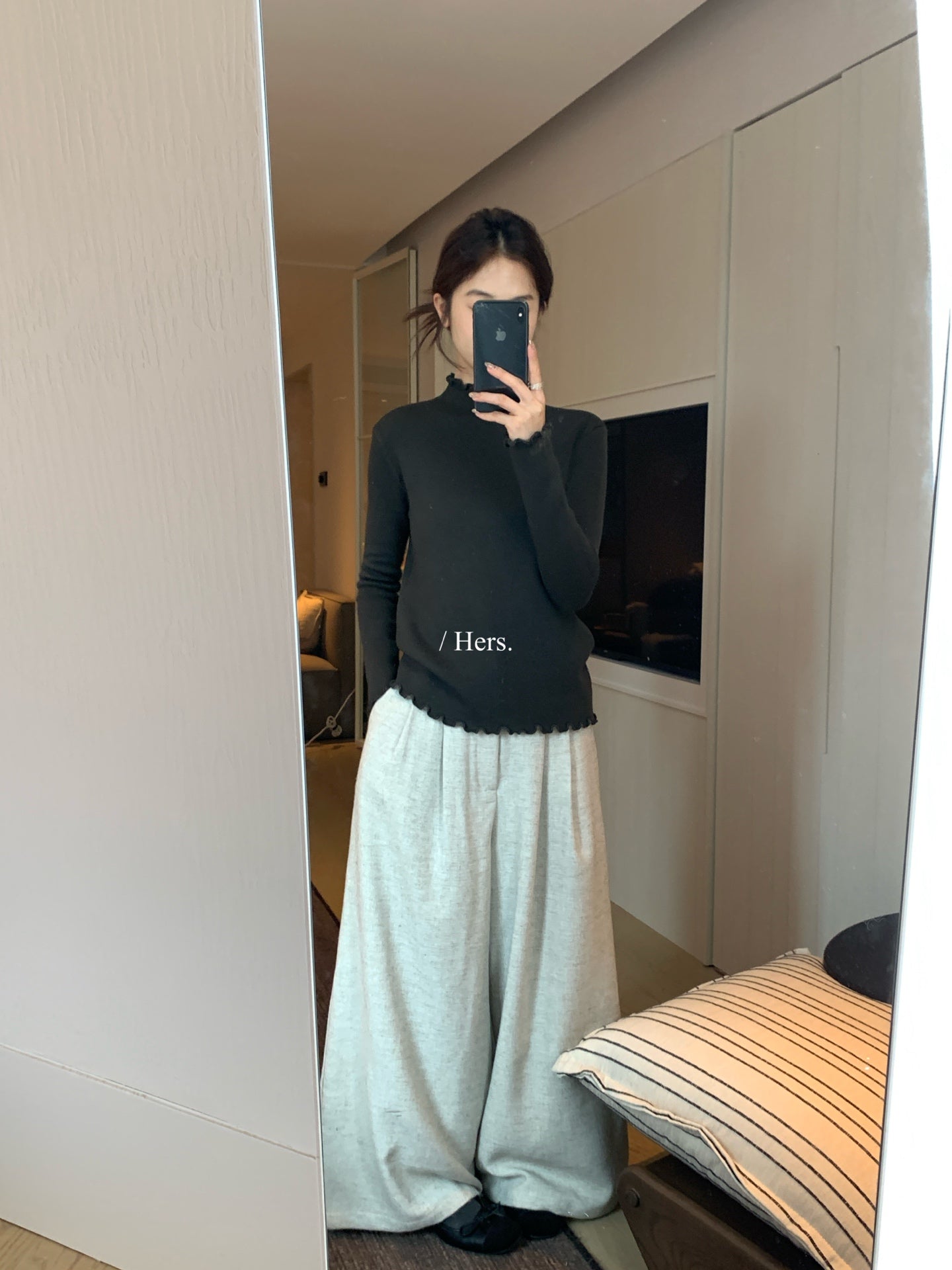 Hers - 壓褶闊腿西褲 92569#