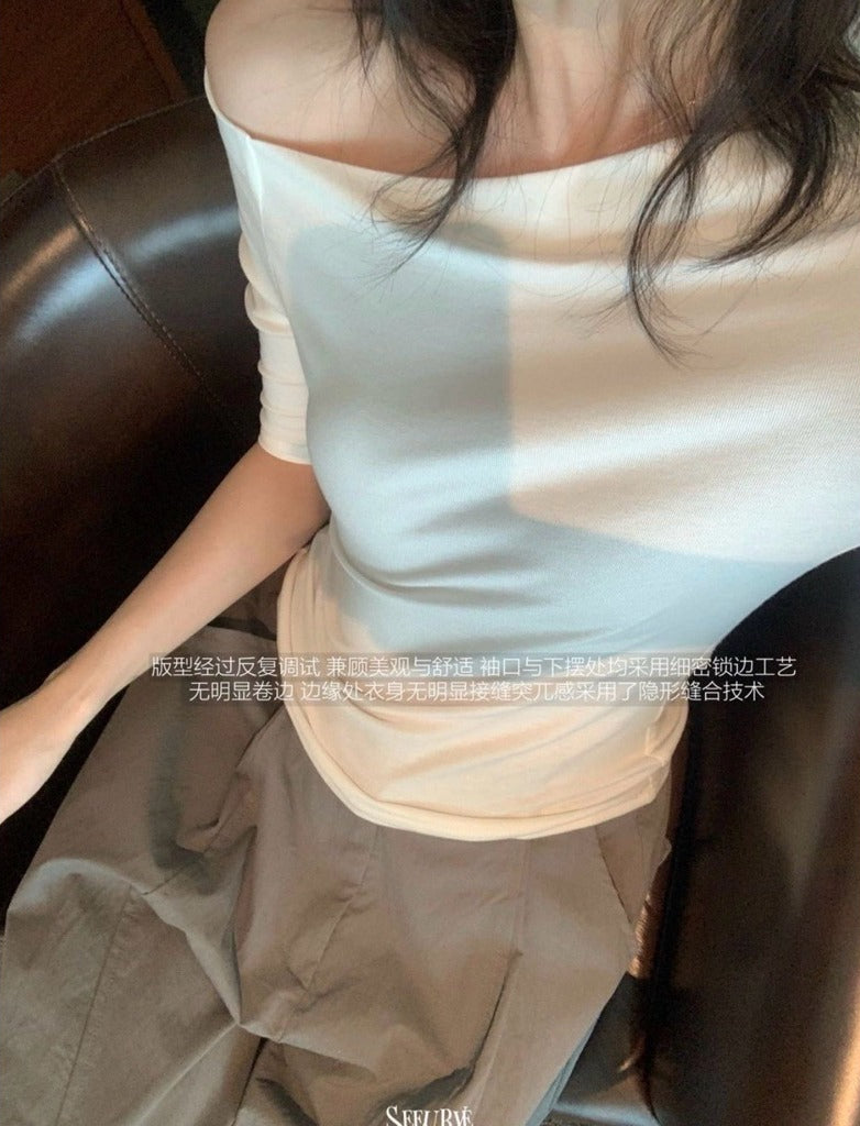 Hers-紙片gentle 斜肩上衣 0388#