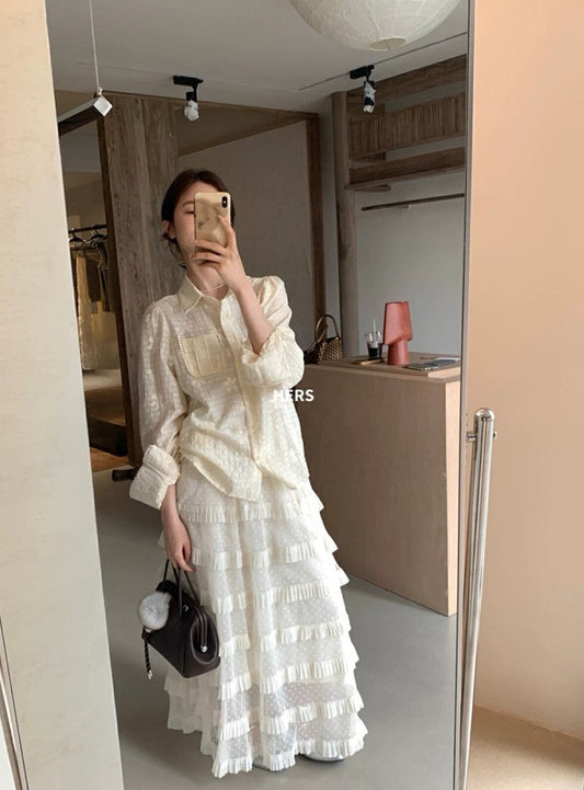 HERS> 中式提花襯衫&蛋糕裙 20419#