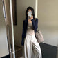 HERS> 闊腿格紋西褲 0943#