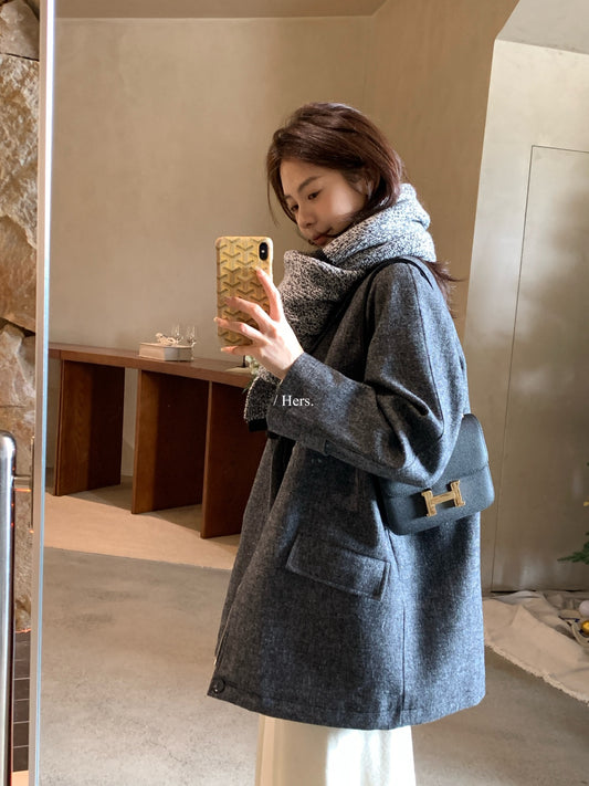 Hers - 領口燈芯絨拼接夾棉巴恩外套  92490#