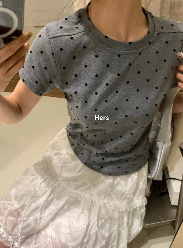 HERS> 正肩點點上衣2色 9321#
