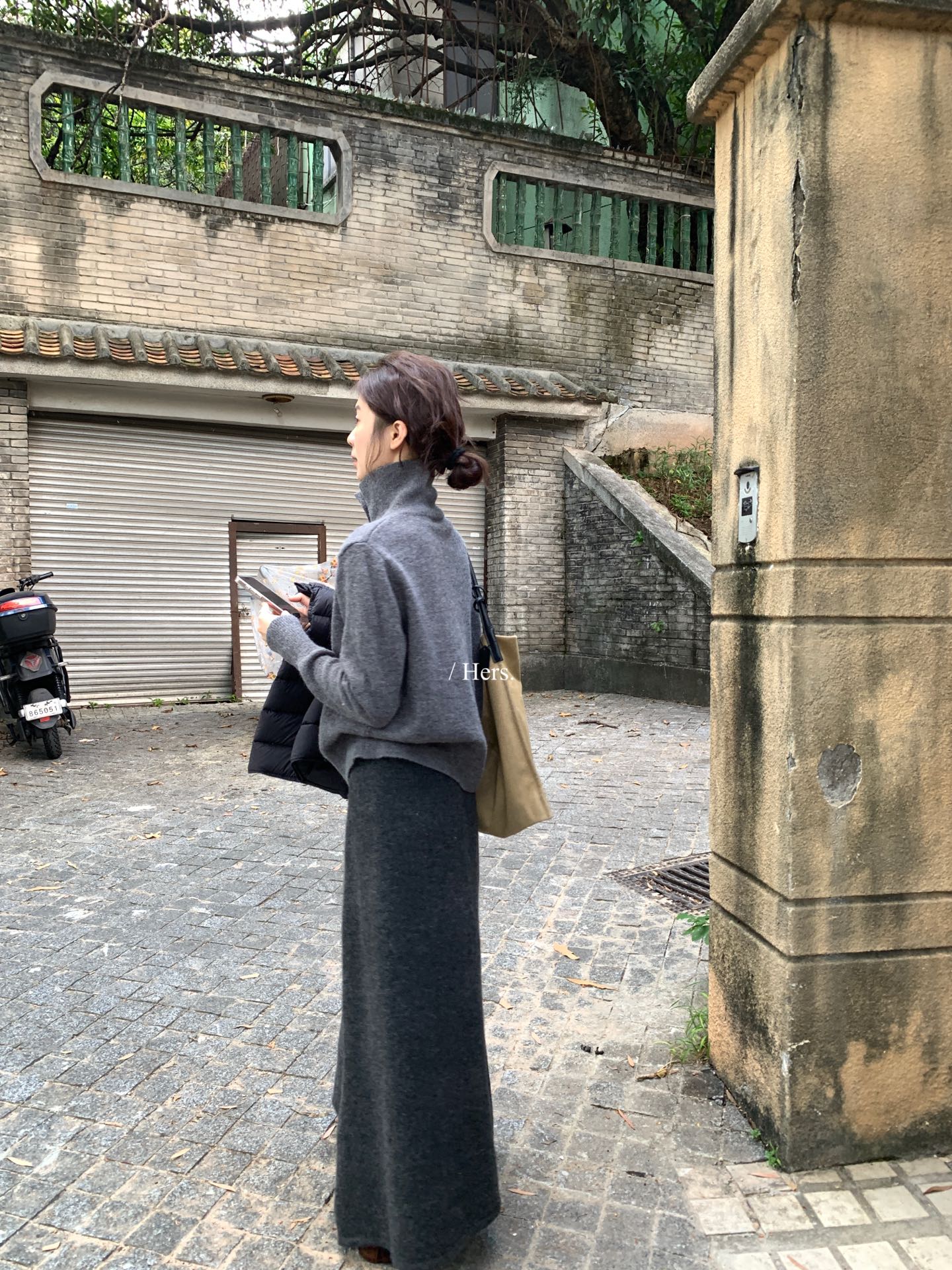 Hers - 單排釦高領毛衣  92515#