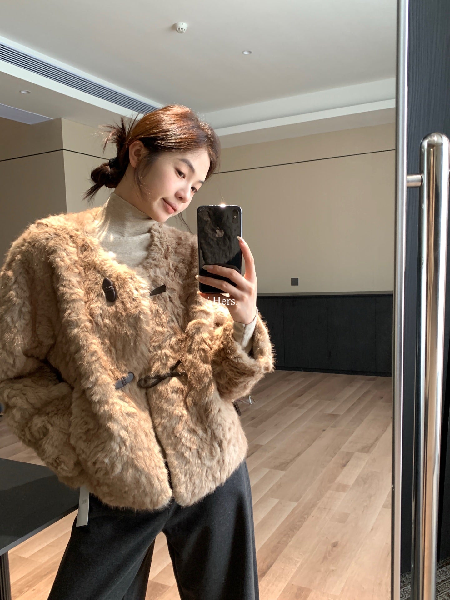 Hers - 韓標 皮毛一牛角扣外套 92552#