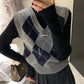 METWO> 菱格馬甲毛衣3色 8288#