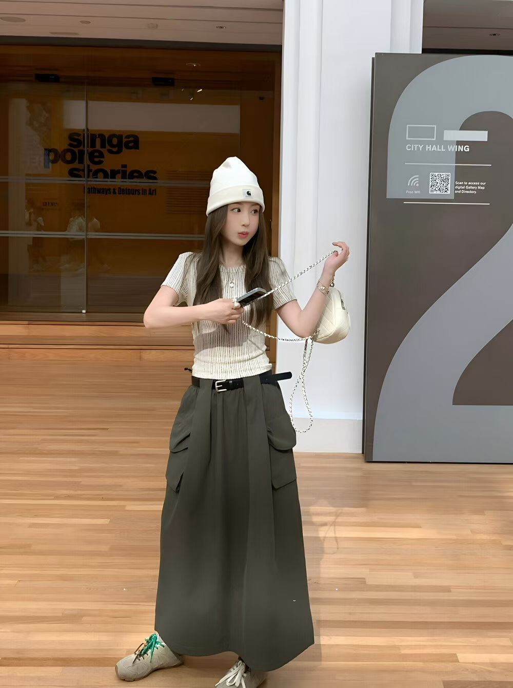 YJ - 肌理感條紋針織T&工裝裙套裝   5576#