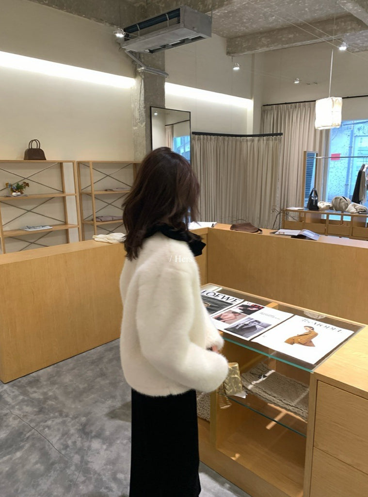 seeUbye - 絲絨波邊領貴氣拉鏈外套 92653#