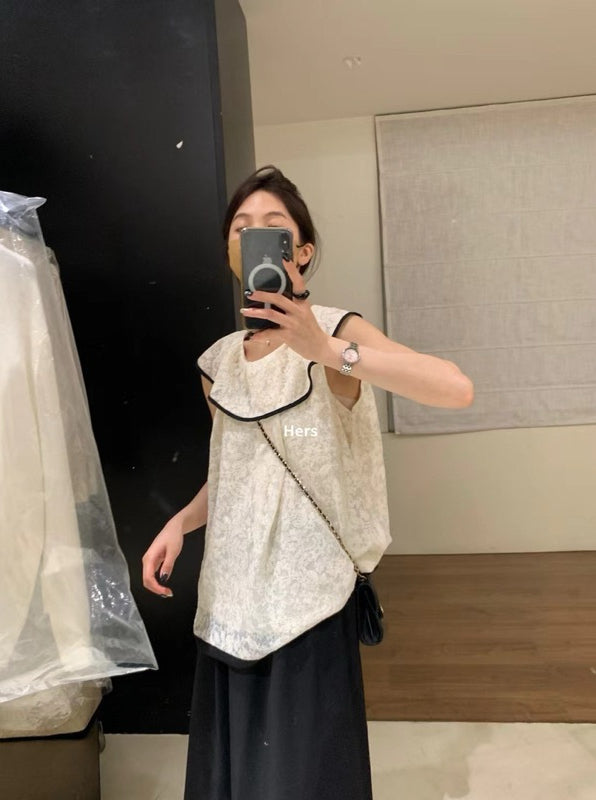 HERS> 貴氣荷葉領小衫 9568#