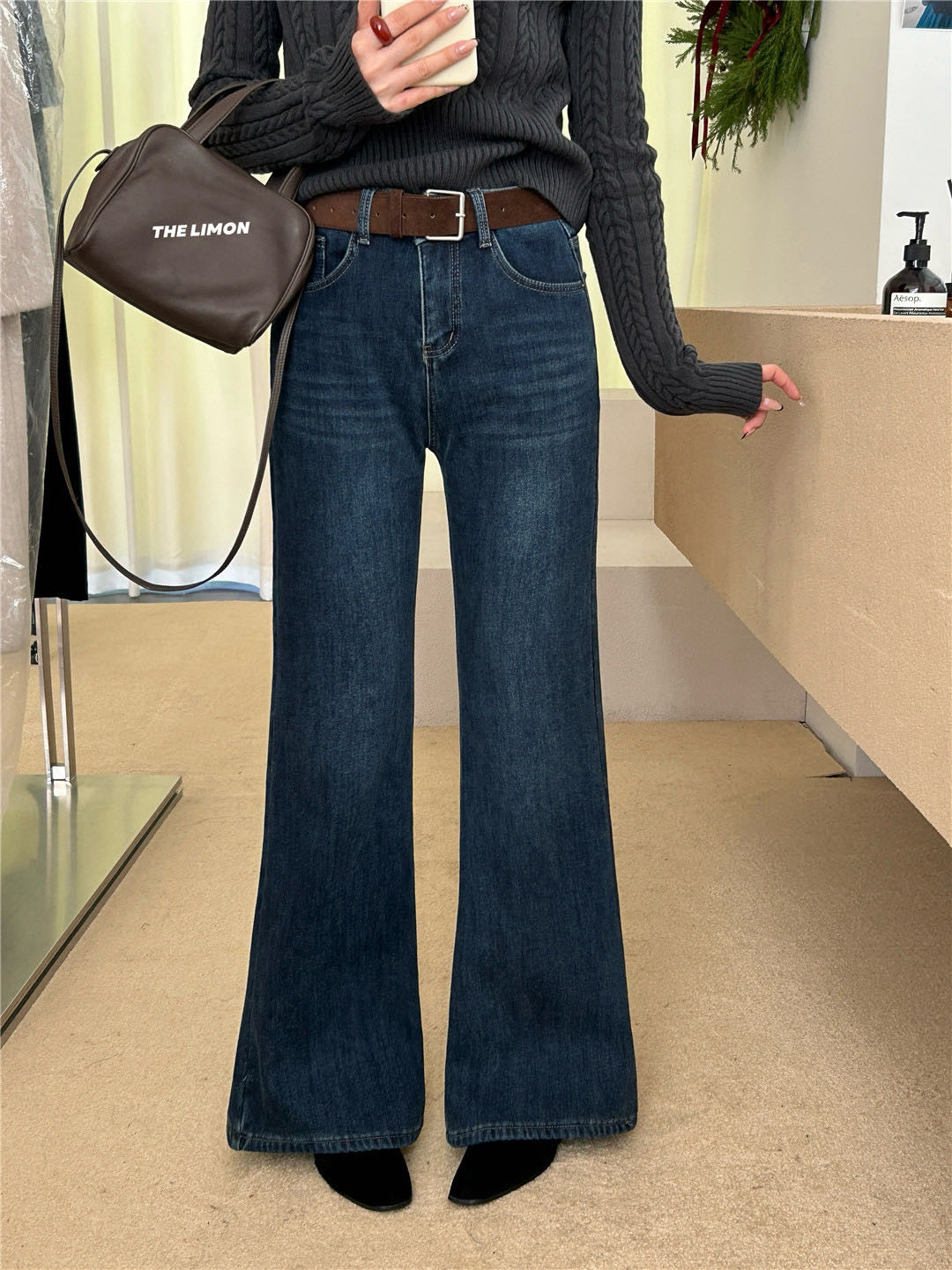 Limon - 加絨微喇牛仔褲  2657#