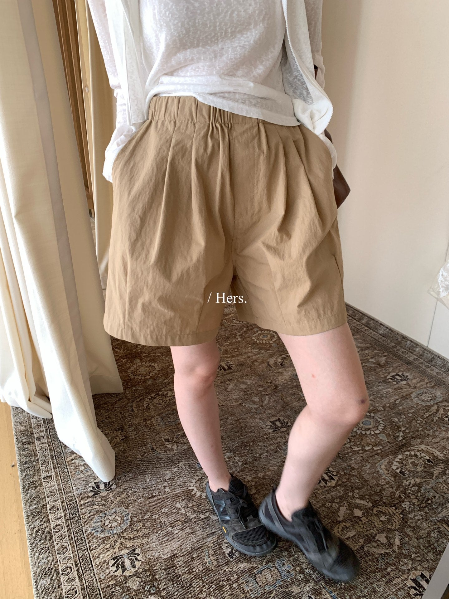 Hers - 壓褶遮肉休閒工裝短褲   80371