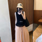 Hers - 蕩領蕾絲拼接設計背心   80527#