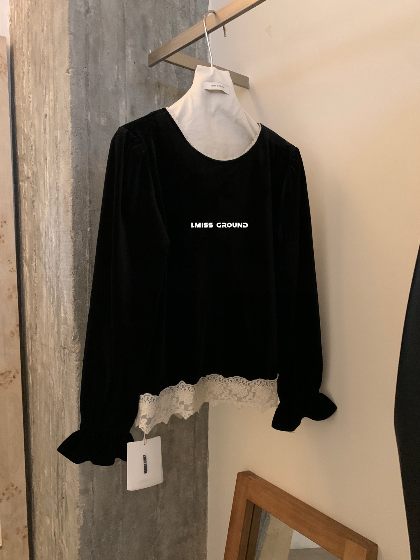 I MISS - 蕾絲絲絨上衣  60925#