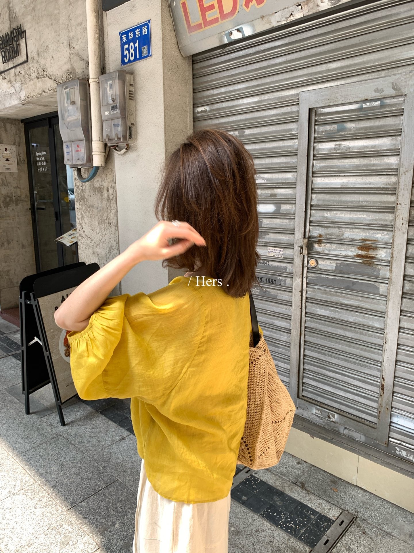 Hers - 苎麻氣質復古衫   80458#