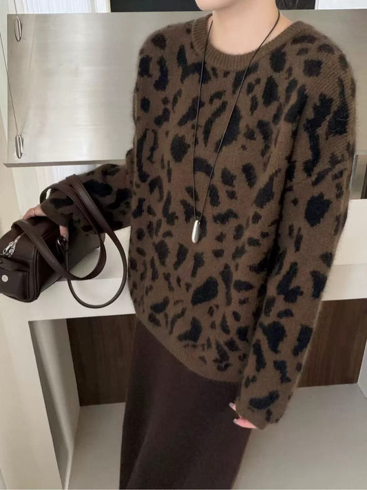 YJNN - 浣熊絨豹紋毛衣   66#