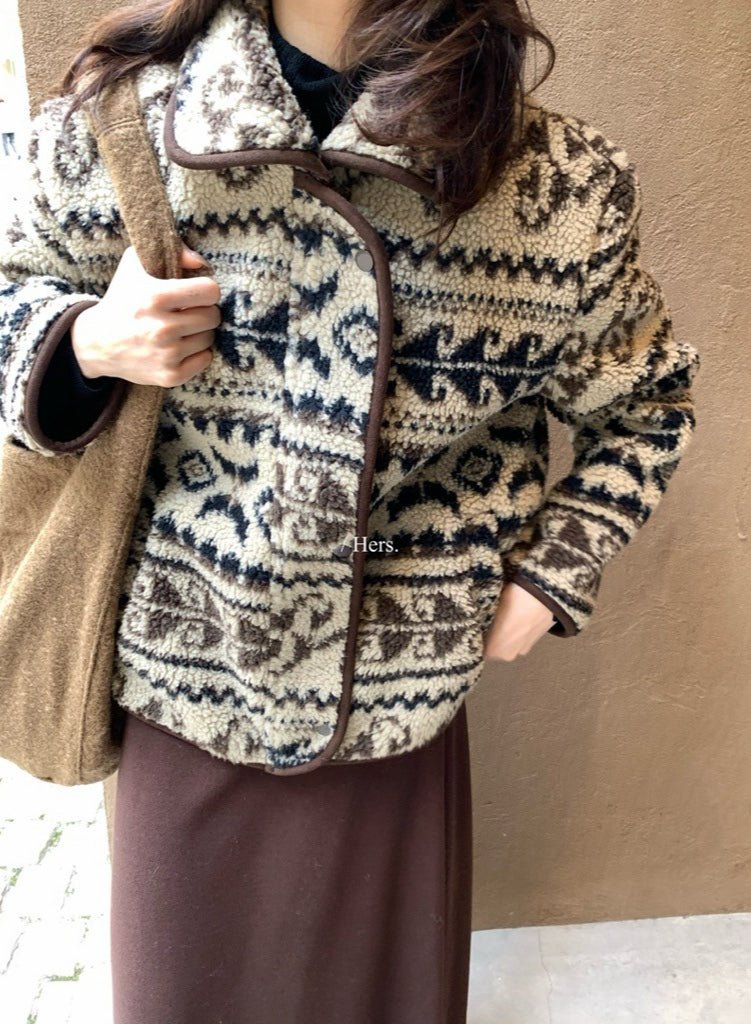 seeUbye - 費爾島搖粒絨麂皮絨一體外套  92593#