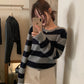 I MISS - 貂絨大條紋針織衫  01256#