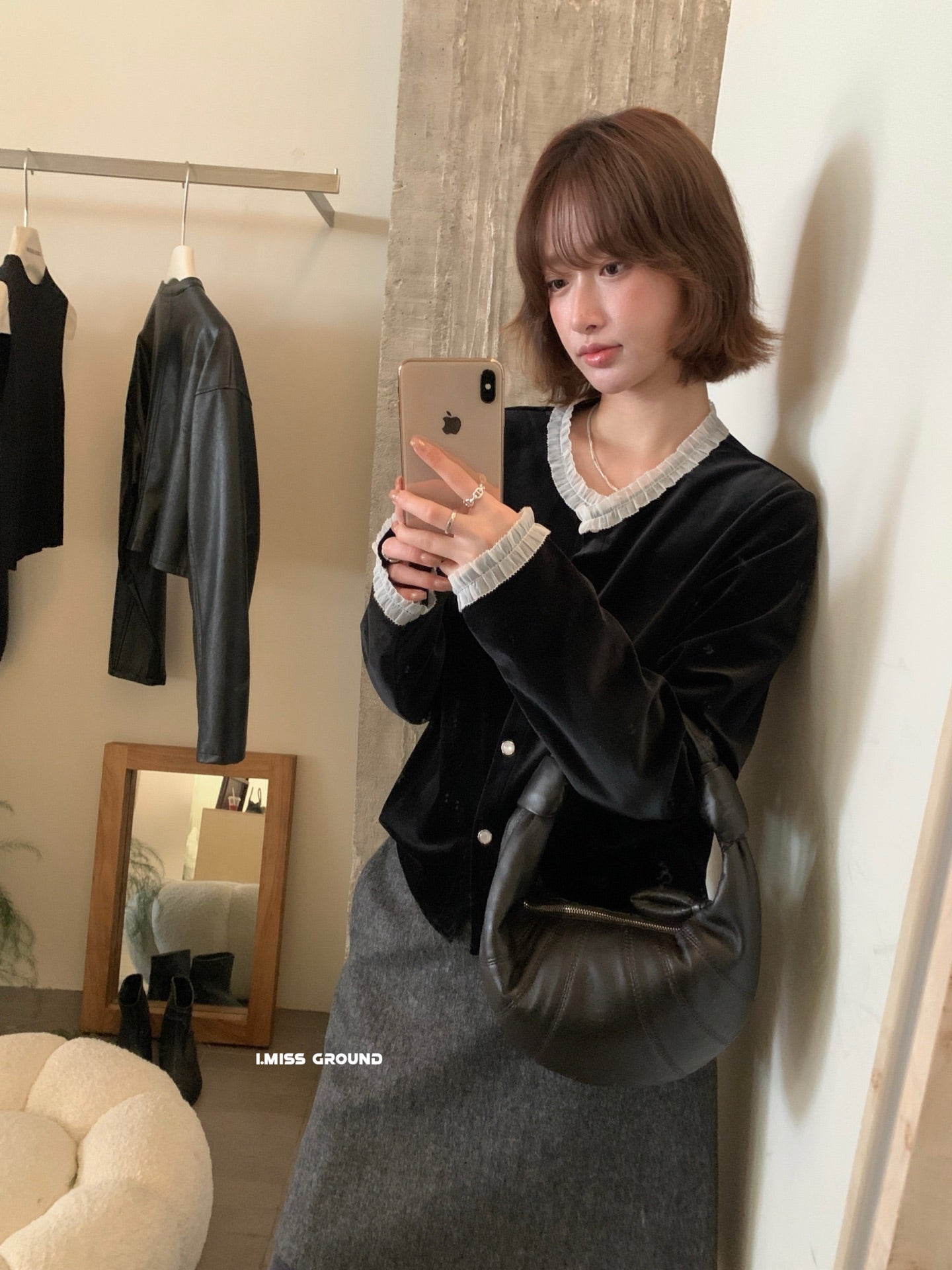 I miss - 絲絨蕾絲上衣  60955#