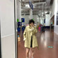 HERS - 蕾絲袖卡其立領風衣 92308#