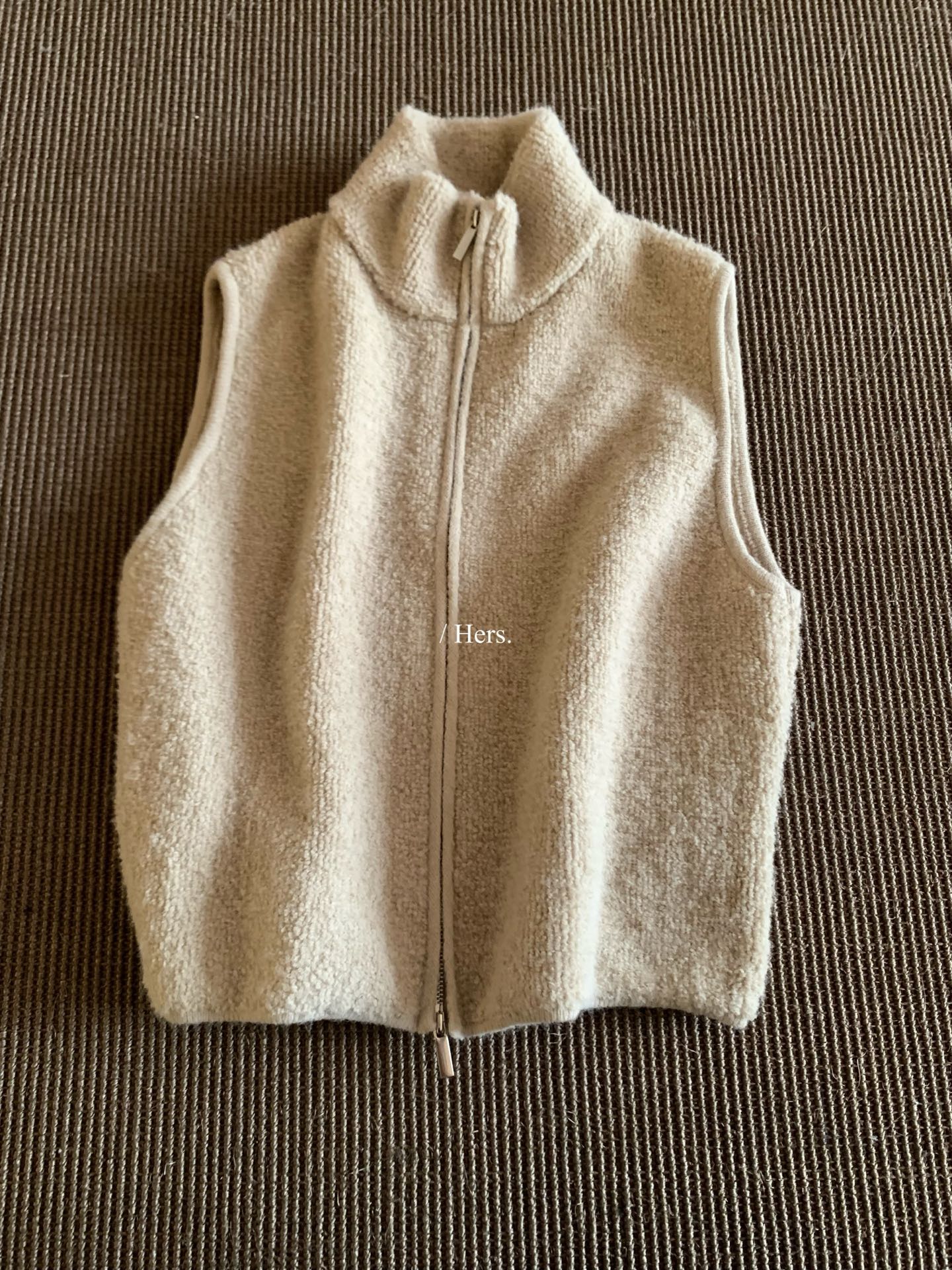 Hers - 毛毛高領雙拉鍊背心  92623#