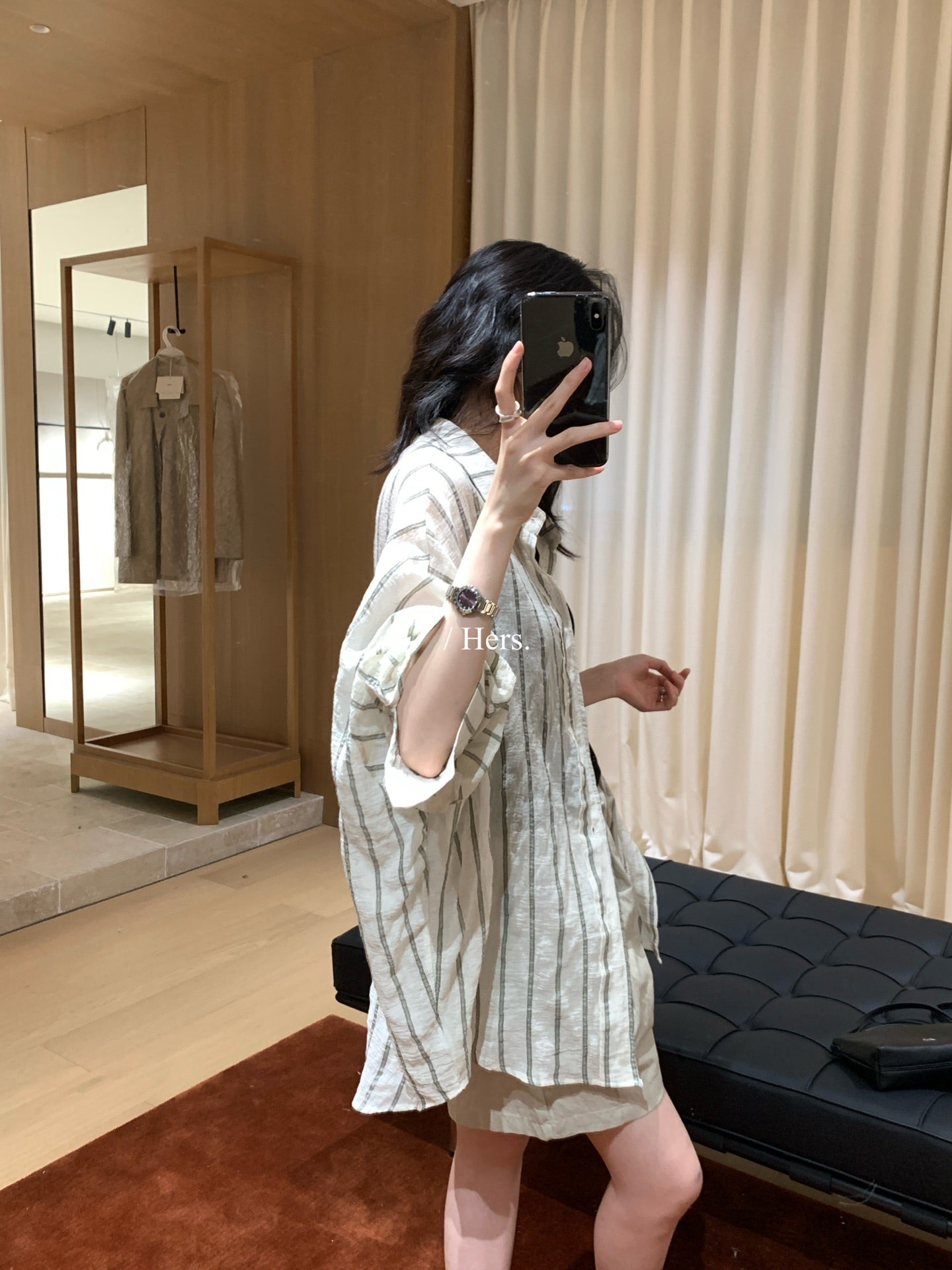 Hers - 舒適飄逸感防曬條紋襯衫  80553#