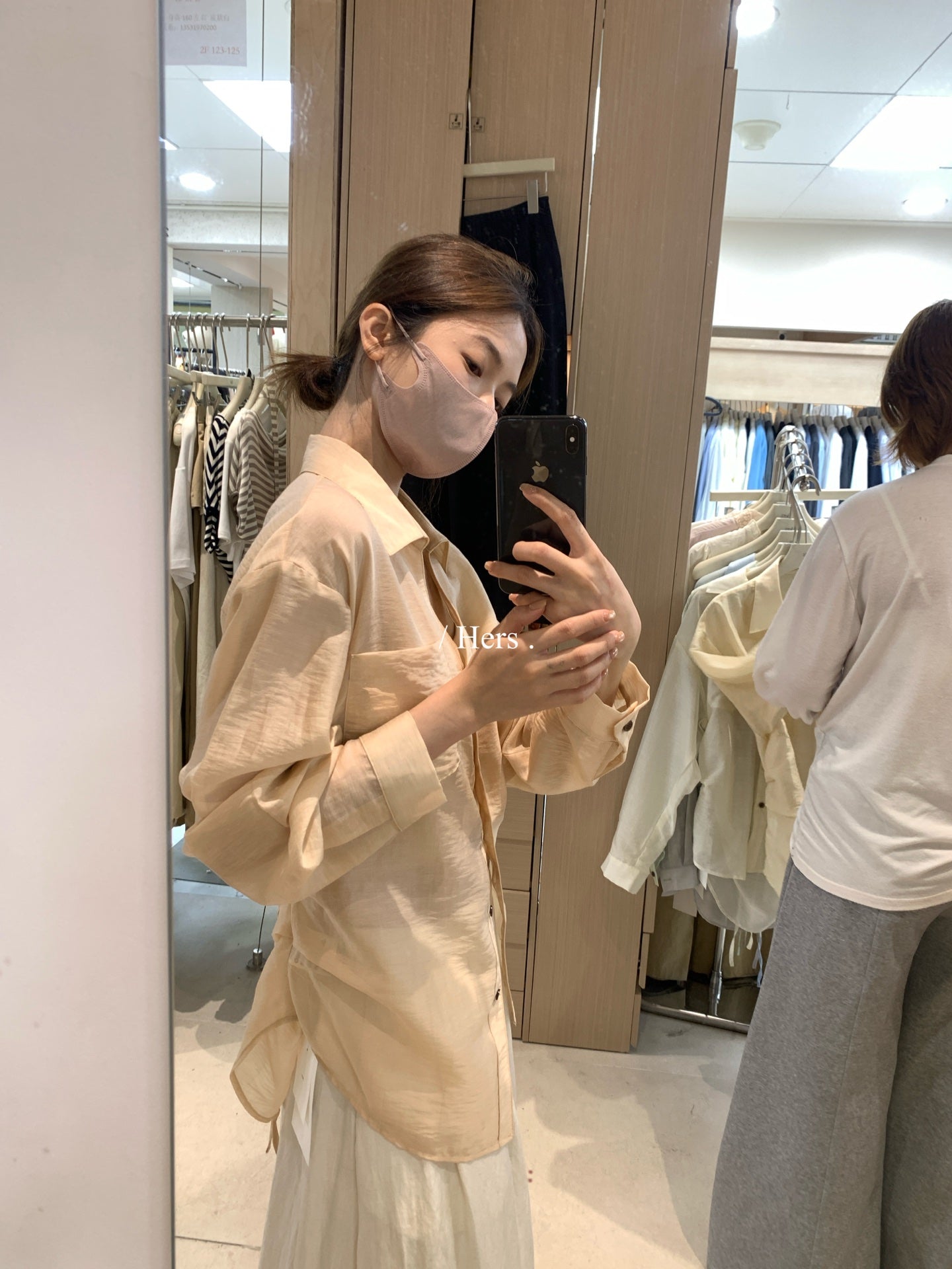 Hers -  掐腰綁帶襯衫    80390#