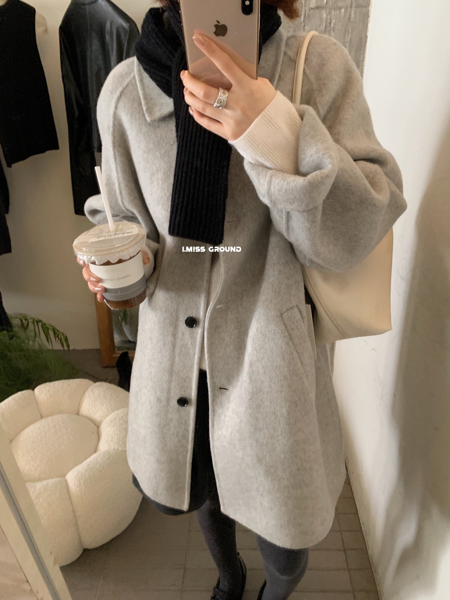 I  miss - 雙面羊毛中長大衣   2191#