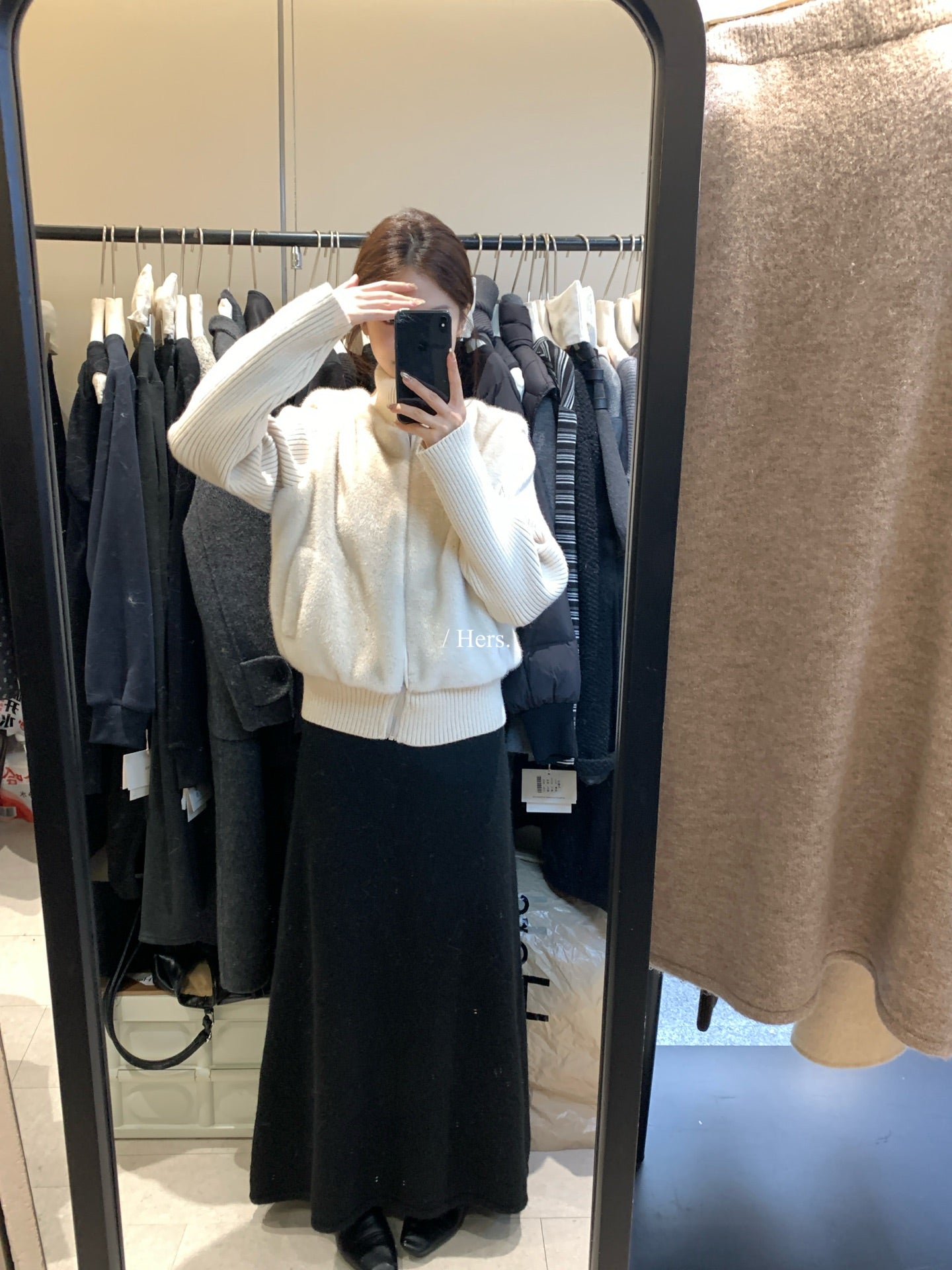 Hers - 毛毛拼接針織立領外套  92660#