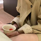 HERS - 蕾絲袖卡其立領風衣 92308#