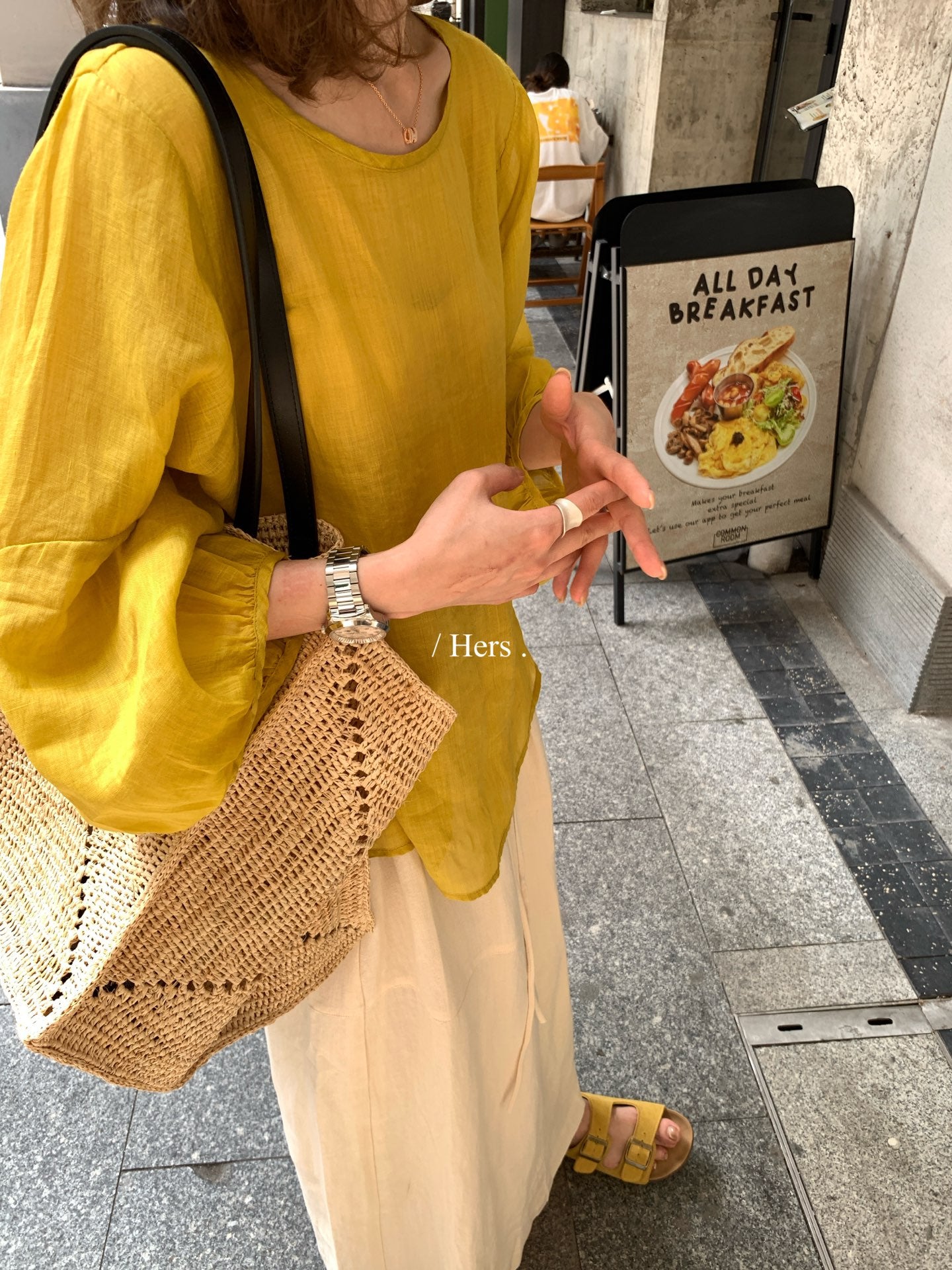 Hers - 苎麻氣質復古衫   80458#