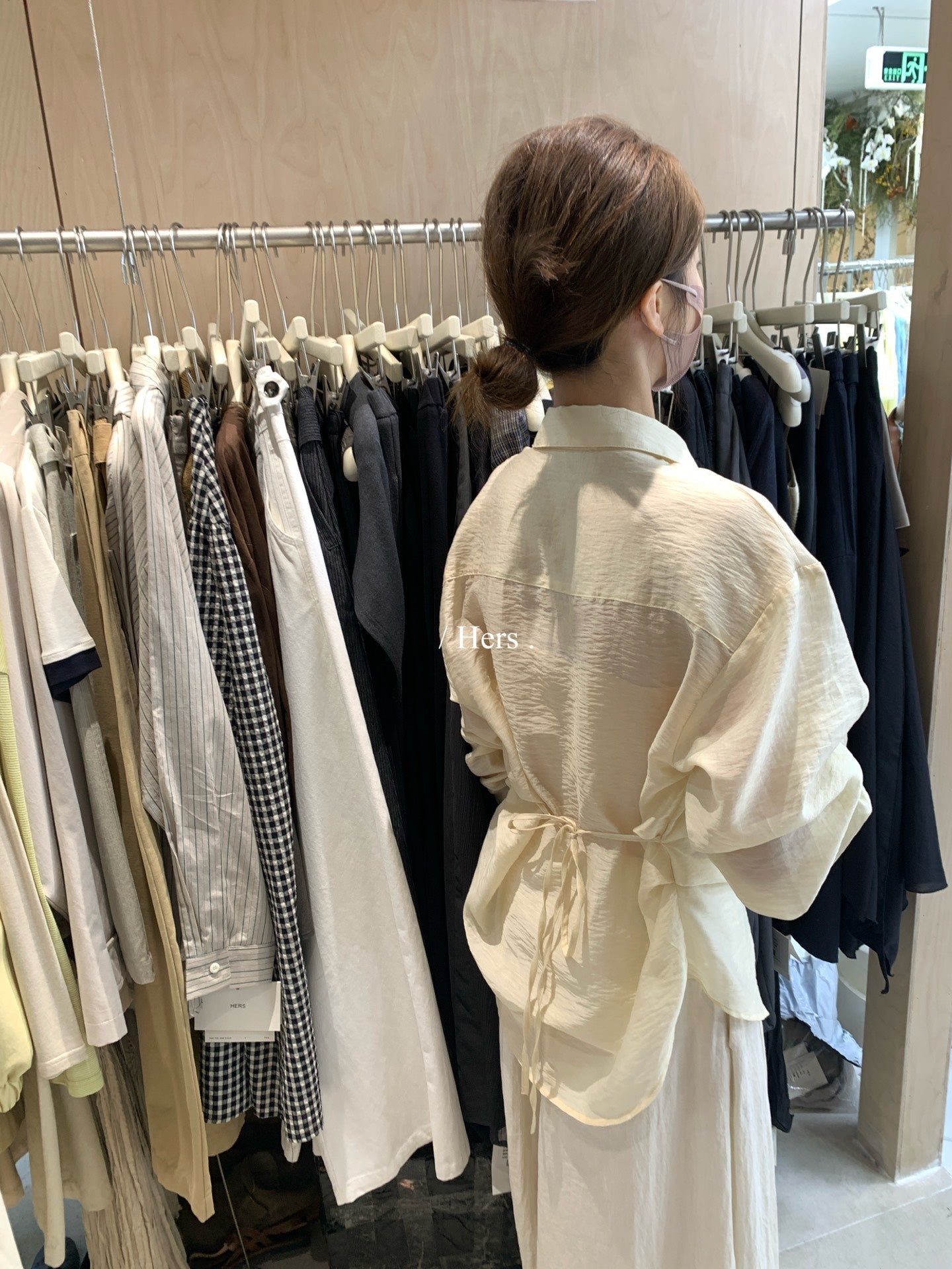 Hers -  掐腰綁帶襯衫    80390#