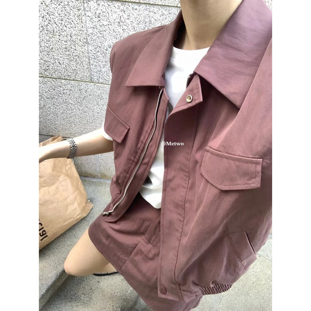 現貨*08002#METWO 套裝工裝背心外套➕短裙sml(黑&紫)