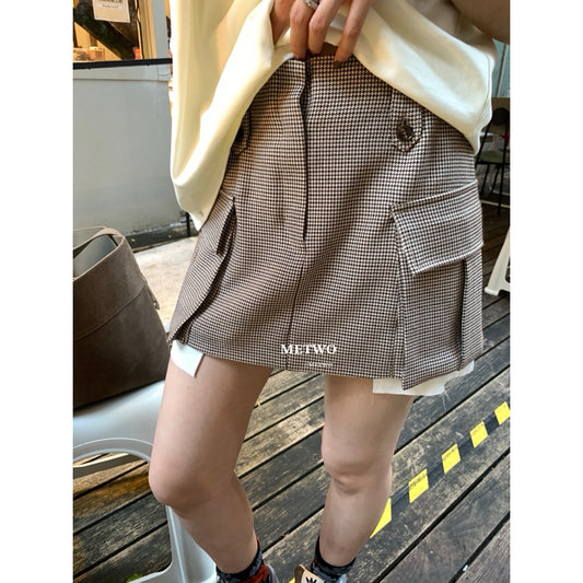 現貨*METWO 設計款格短裙#2048#